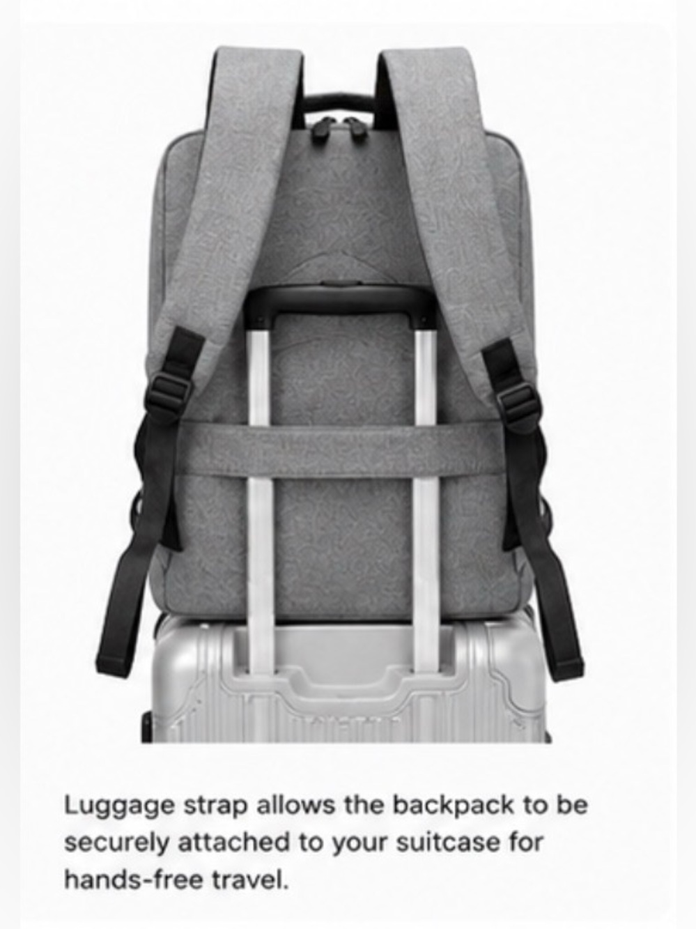 Grey Men's Laptop Backpack - Picture 6 of 7